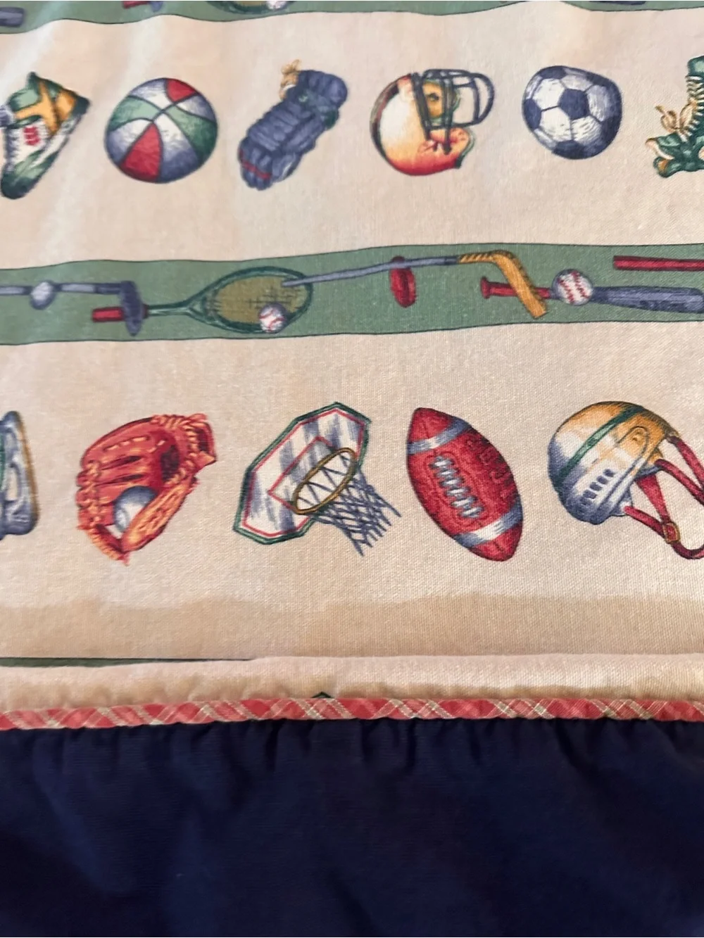 VTG 100% Cotton Duvet Cover Bloomcraft  Football Basketball Soccer Golf Striped